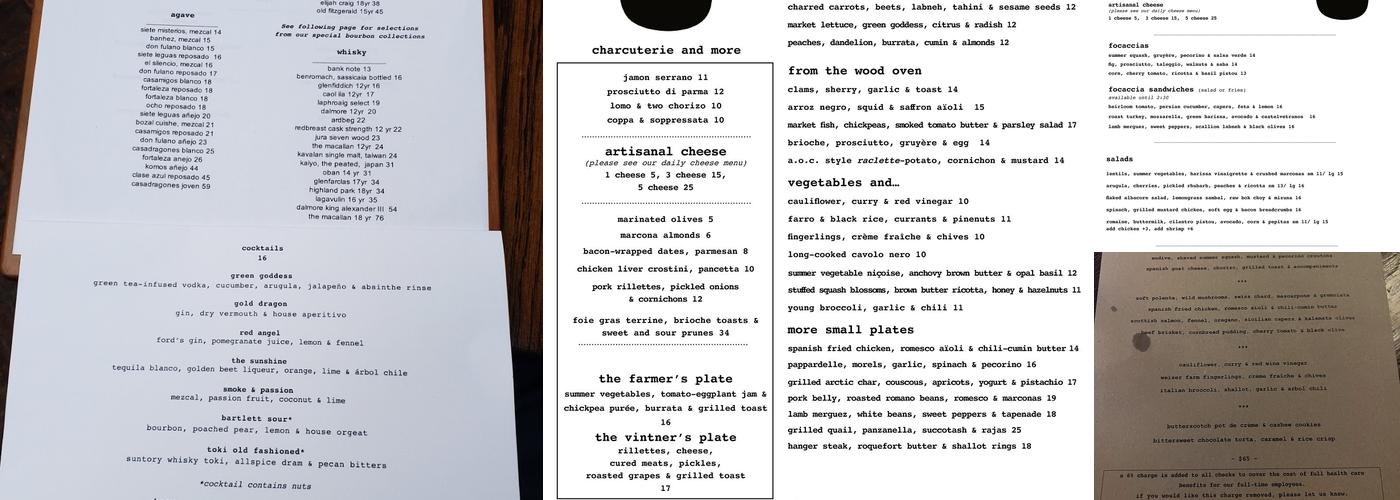 A.O.C. Menu