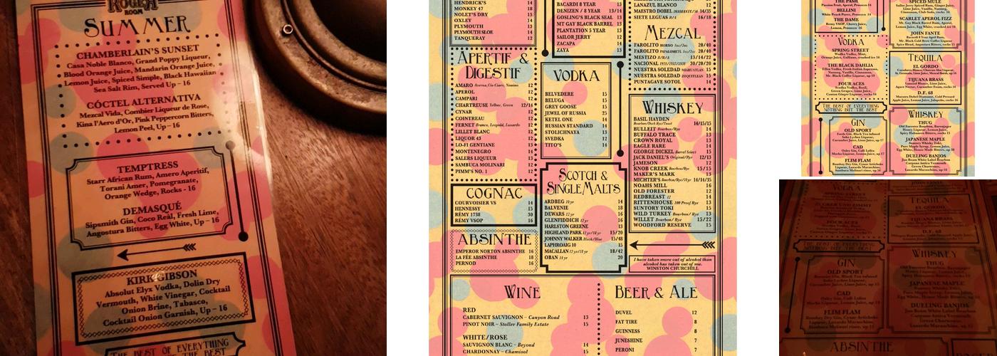 The Roger Room Menu