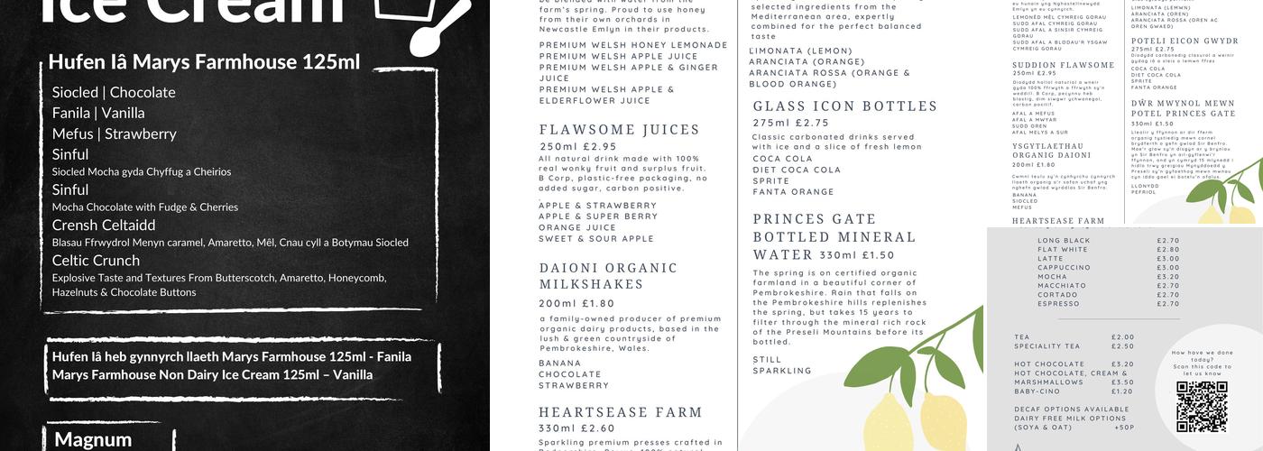 Arts Centre Café Menu