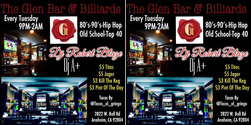 The Glen Bar and Billiards Menu