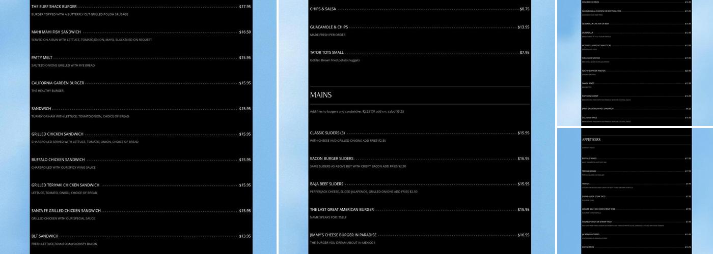 Shellback Tavern Menu