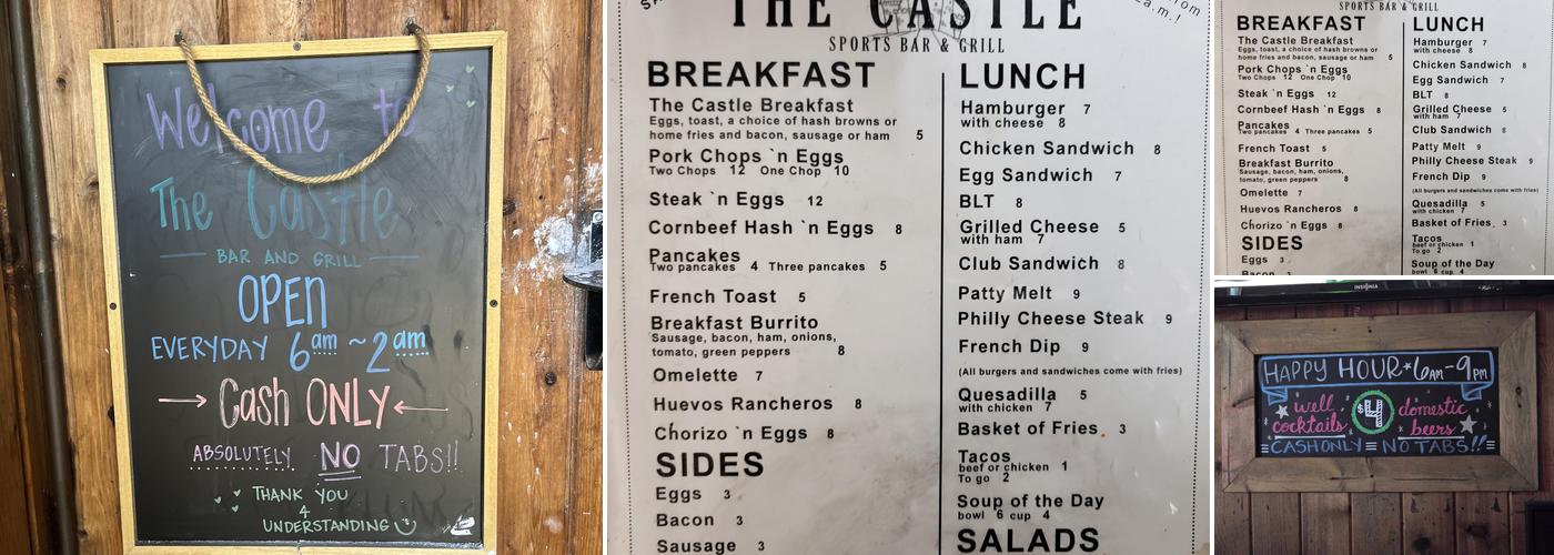 The Castle Sports Bar and Grill Menu