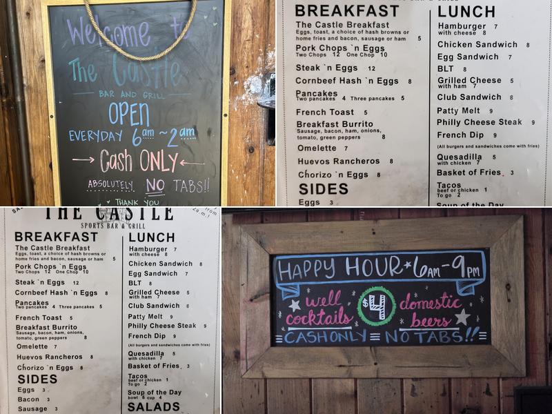 The Castle Sports Bar and Grill Menu