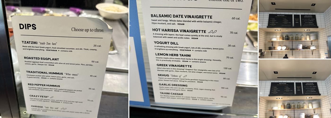 CAVA Menu
