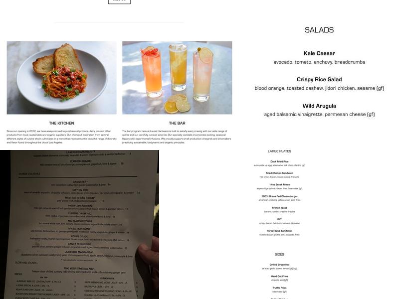 Laurel Hardware Menu