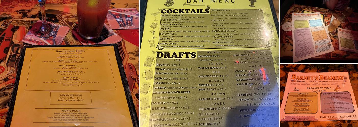 Barney's Beanery Menu