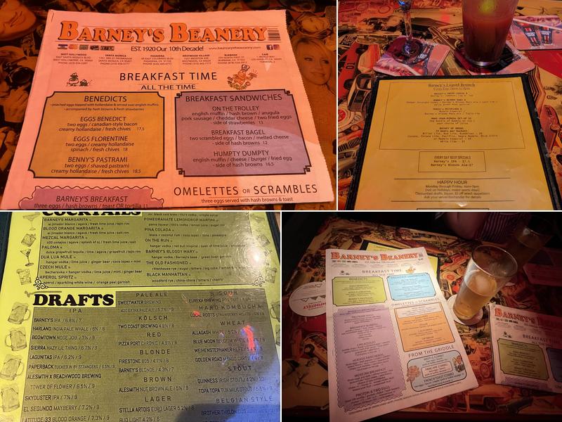 Barney's Beanery Menu