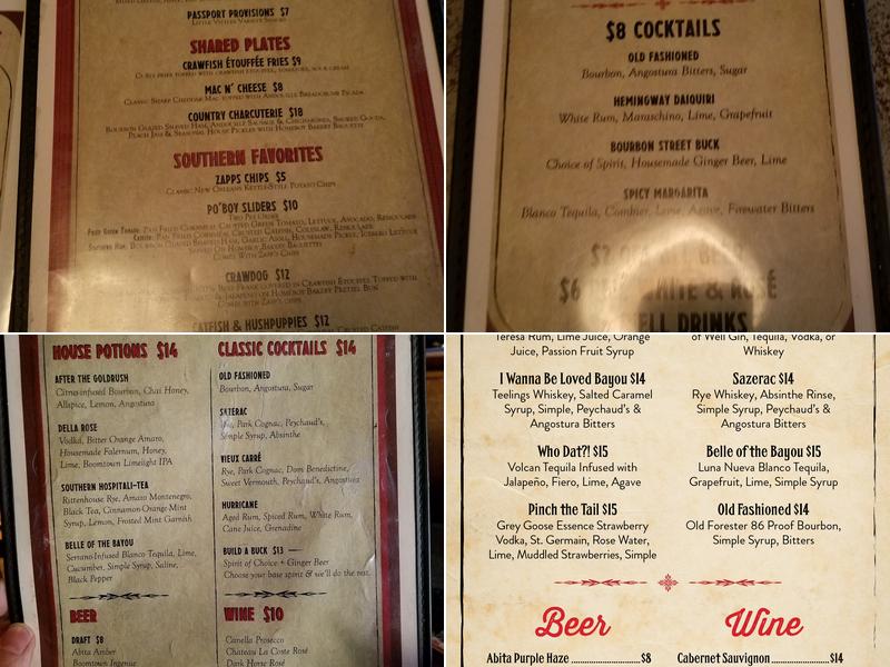 Sassafras Saloon Menu