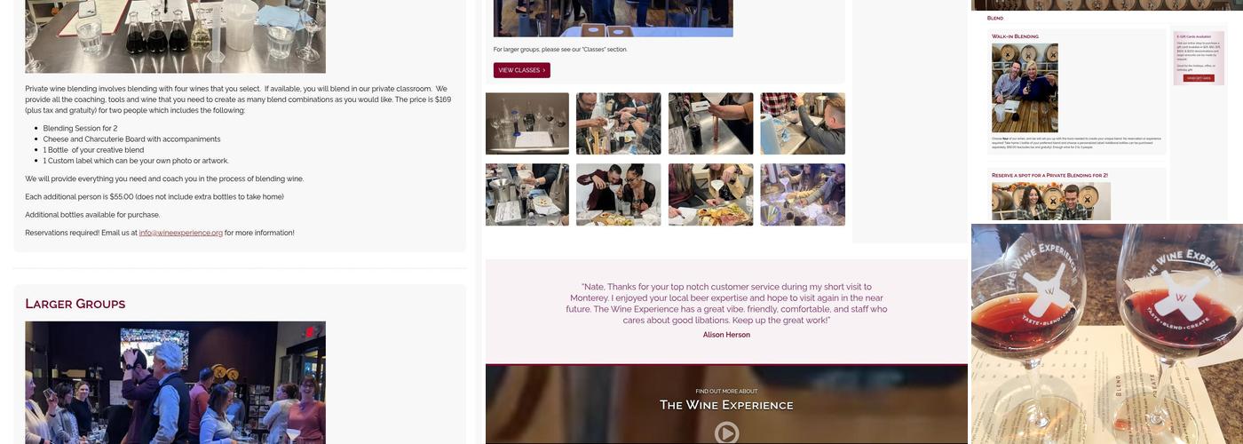 The Wine Experience Menu