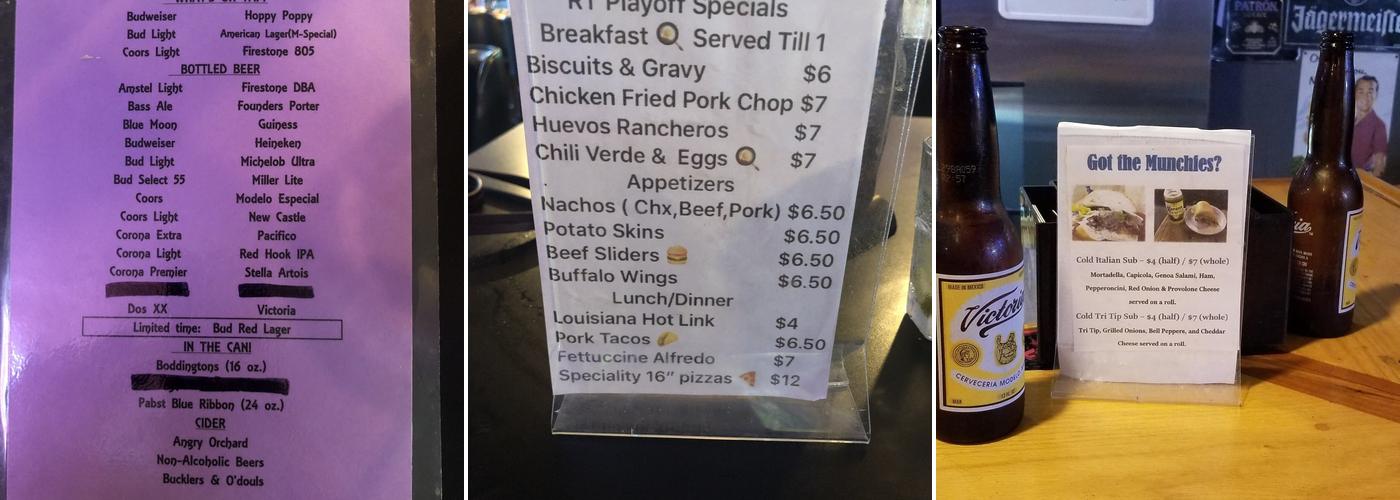 Roundin Third Sports Bar Menu