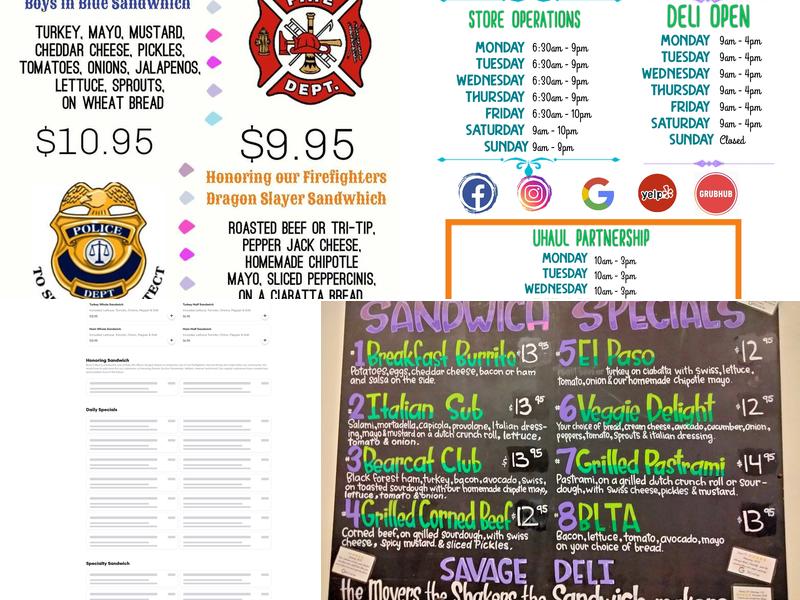 Savage Spirits & Deli Menu