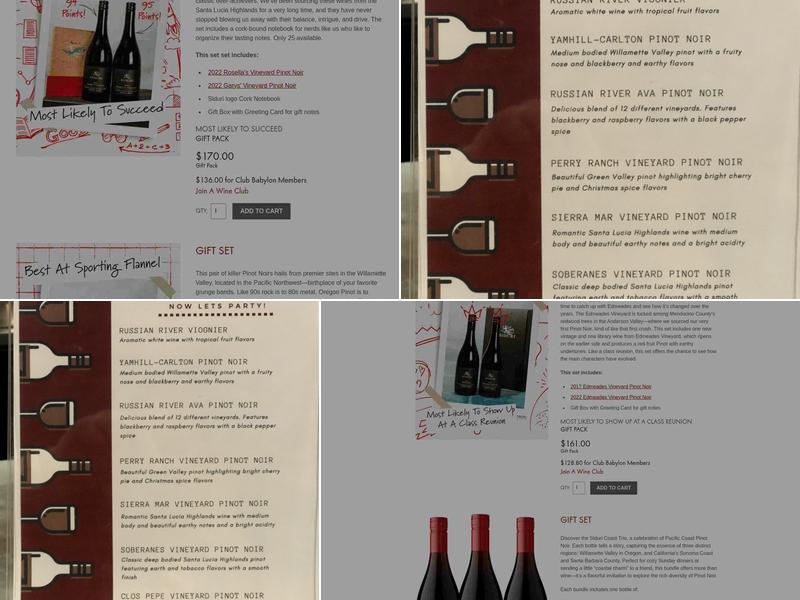 Siduri Wine Bar and Tasting Lounge Menu