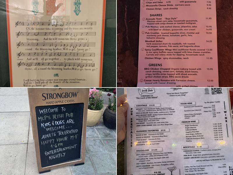 McP's Irish Pub Menu