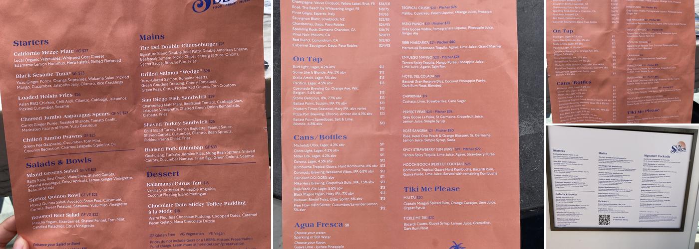 Sun Deck Menu