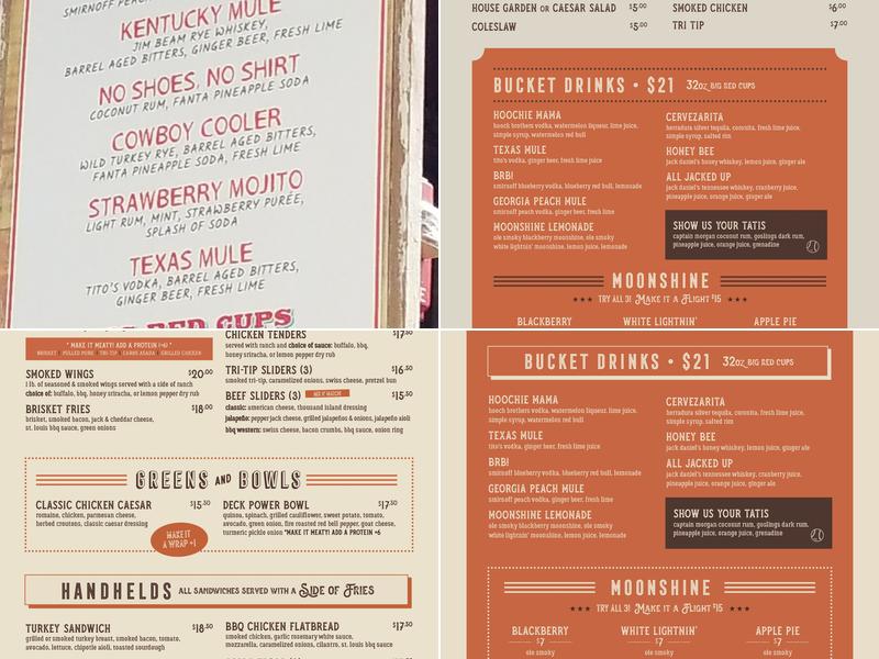 The Deck at Moonshine Flats Menu