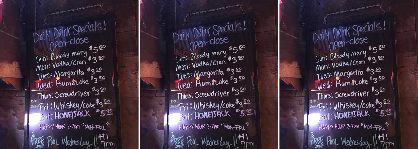 Turcs Cocktails Menu