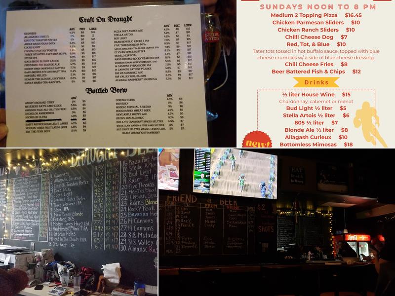 Numero Uno Tavern Menu