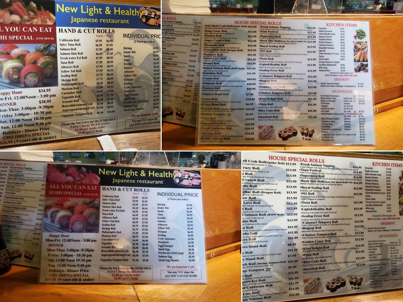 New Light & Healthy Sushi Bar Menu