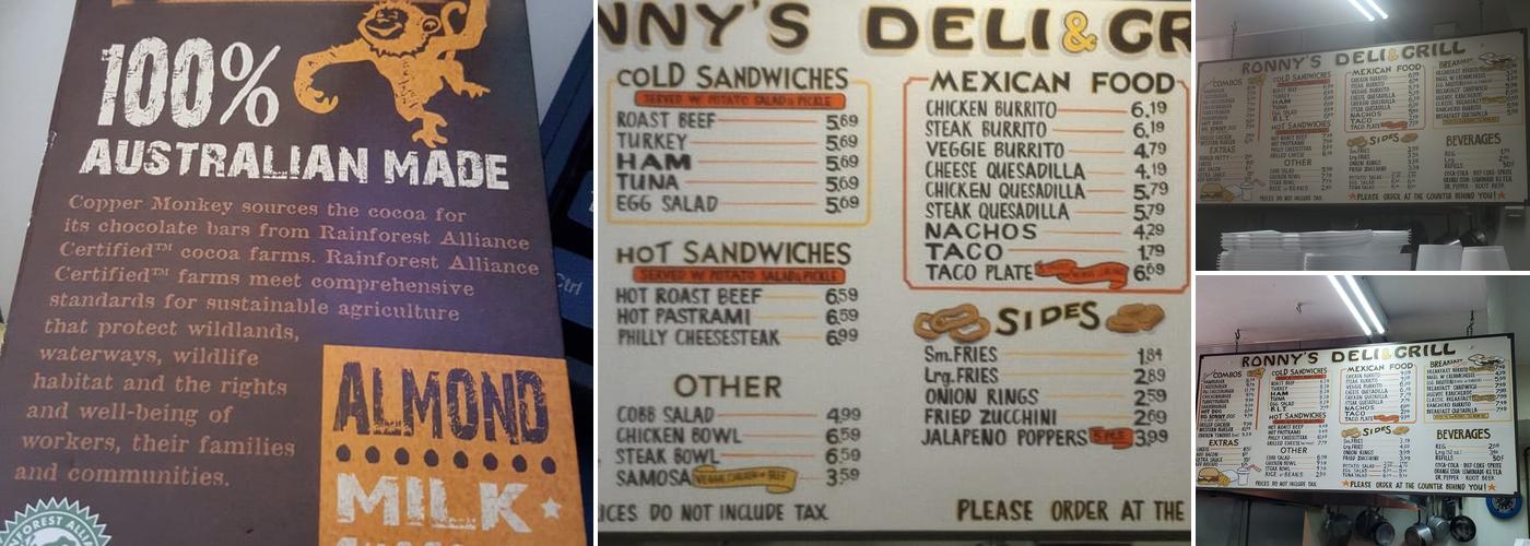 Ronny's Market & Liquor Menu