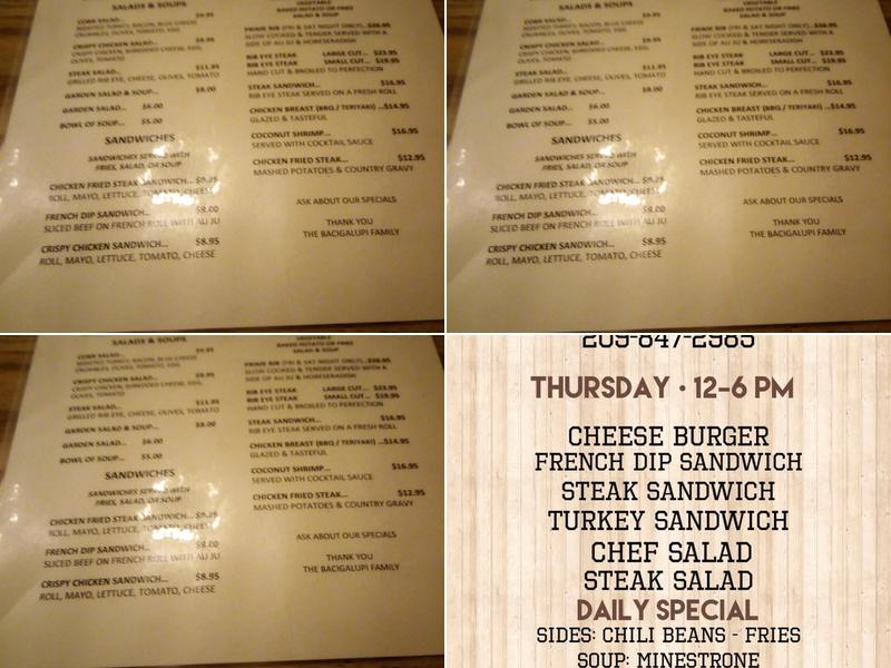 H-B Saloon Menu