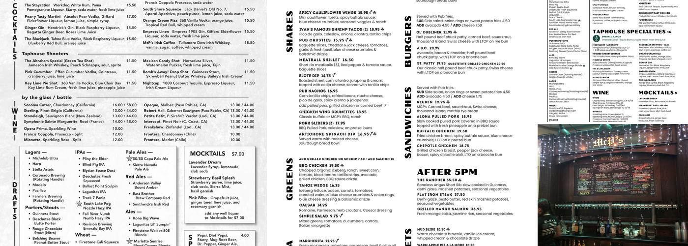 McP's Taphouse Grill Menu