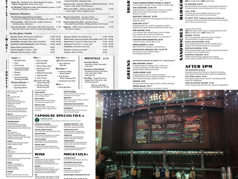 McP's Taphouse Grill Menu