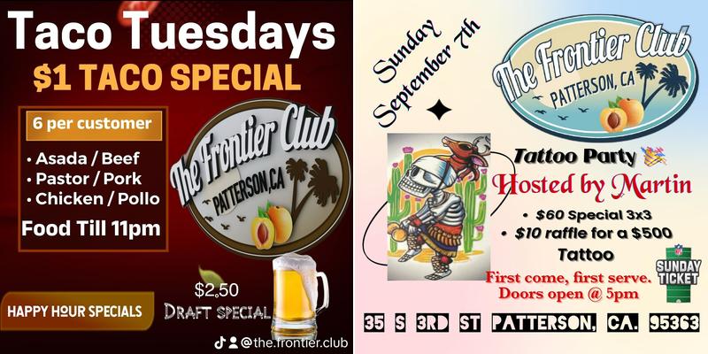 The Frontier Club Menu