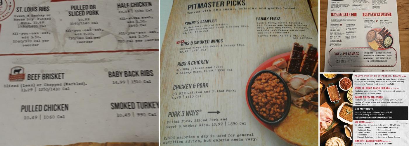 Sonny's BBQ Menu