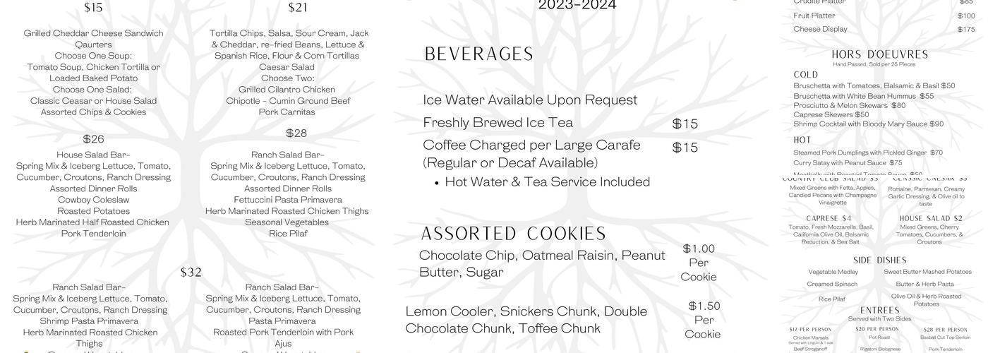 Oakbranch Saloon Menu