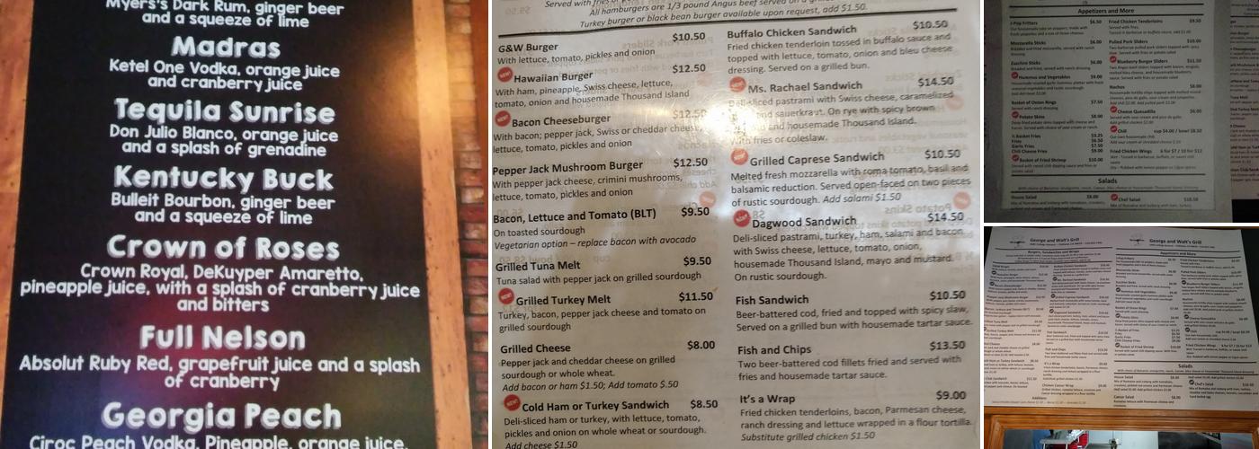 George & Walt's Menu