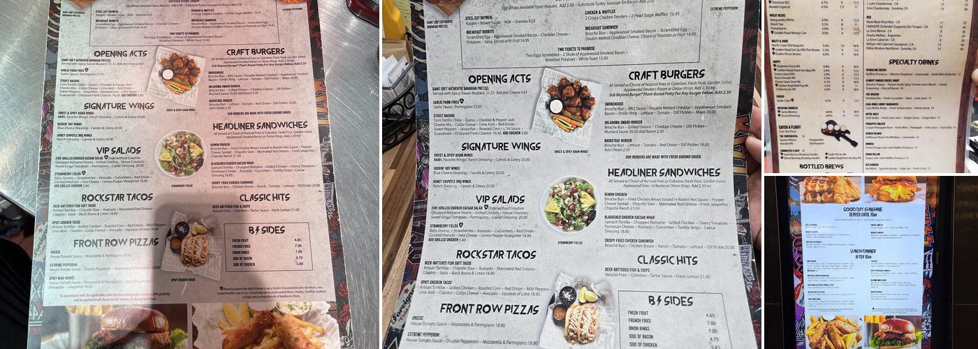 Rock & Brews Menu