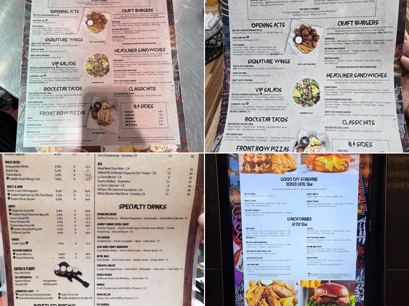 Rock & Brews Menu