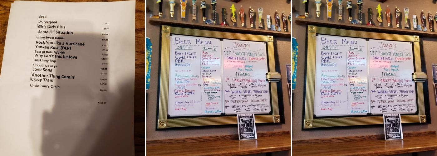 Round Up Saloon Menu