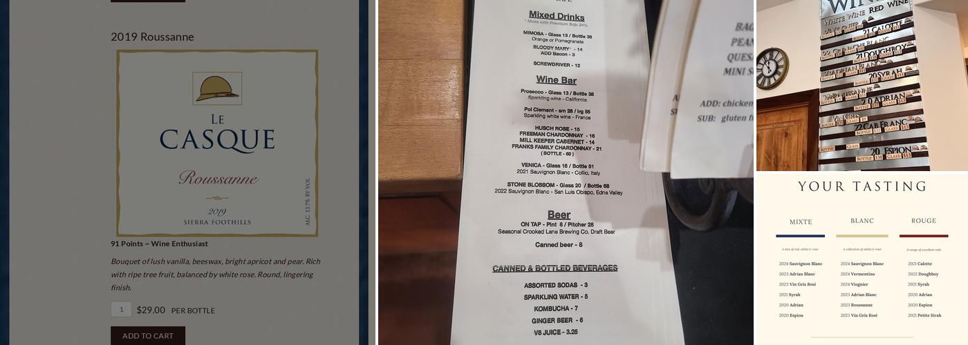Casque Wines Menu