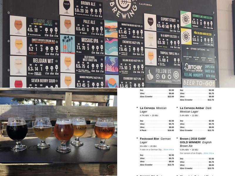 Culture Brewing Co | Solana Beach Menu