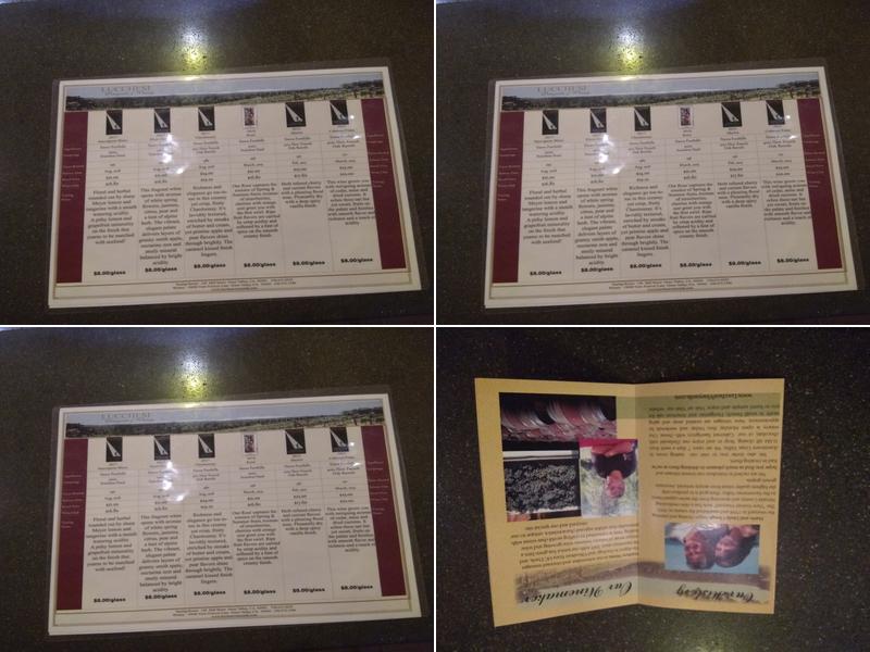 Lucchesi Mill Street Tasting Room Menu