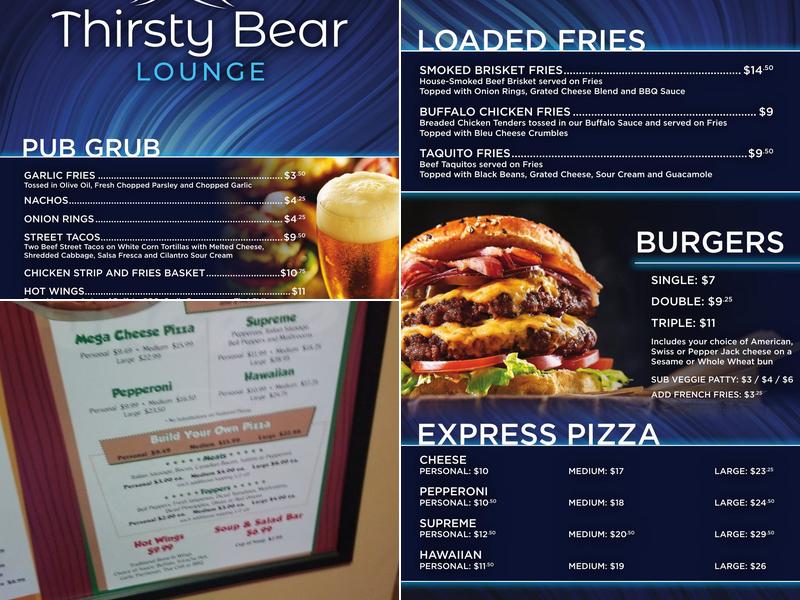 Thirsty Bear Lounge Menu