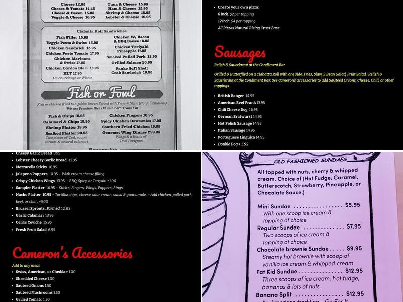Cameron's Pub & Restaurant Menu