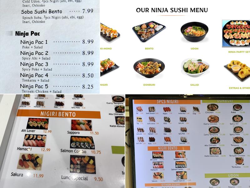 Ninja Sushi Airport Menu