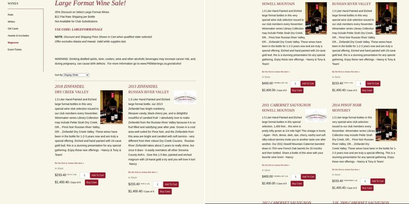 Stephen & Walker Winery Menu