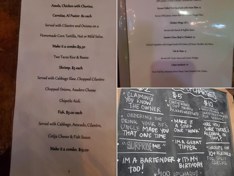 Sweet Springs Saloon Menu