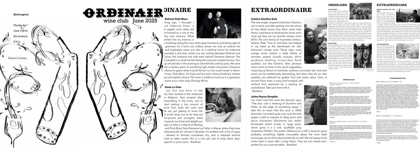 Ordinaire Wine Shop & Wine Bar Menu