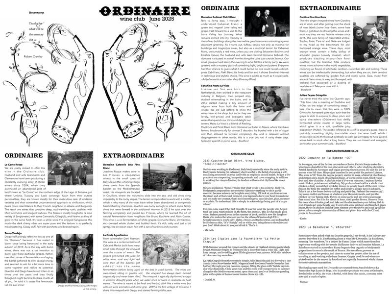 Ordinaire Wine Shop & Wine Bar Menu