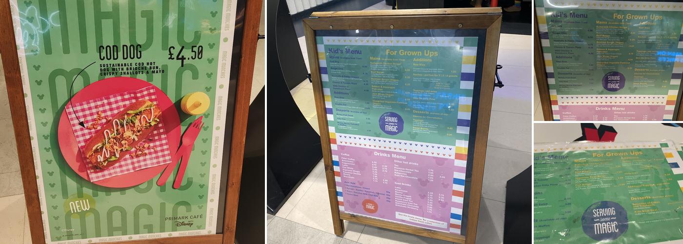 Primark Café with Disney Menu