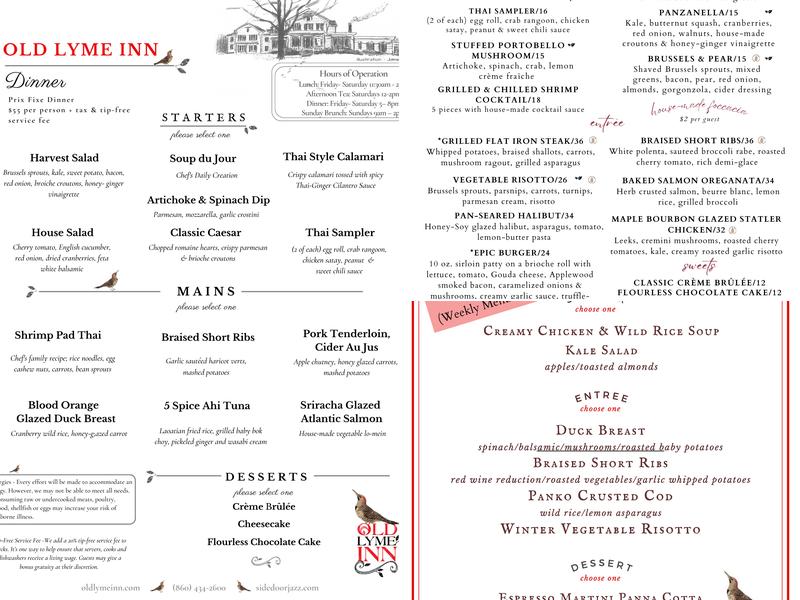 The Side Door Jazz Club Menu