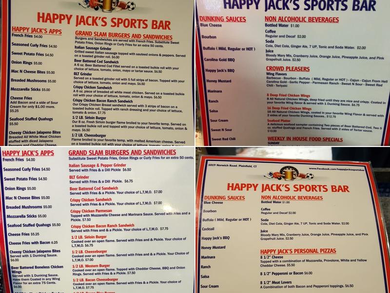Happy Jack's Sports Bar Menu