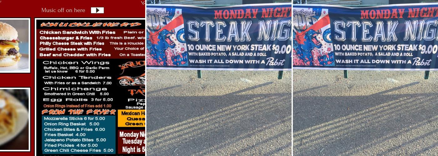 Knucklehead Tavern Menu