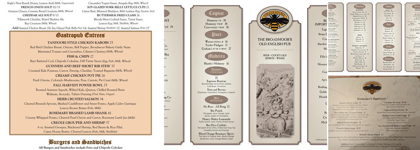 Golden Bee Menu