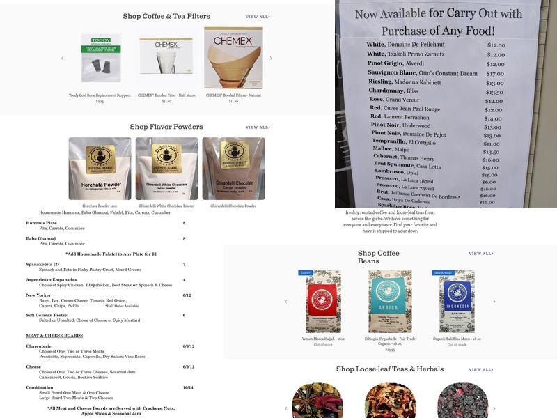 Brewing Market Coffee Menu