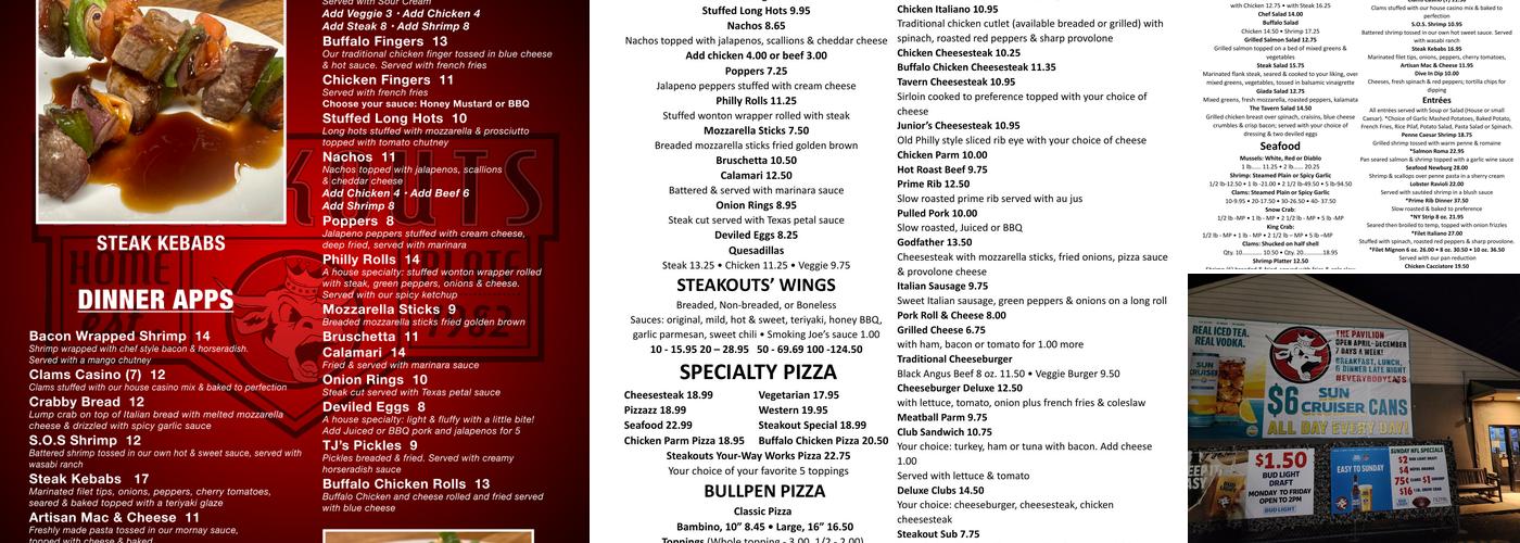 Steakouts Homeplate Pittsgrove Menu